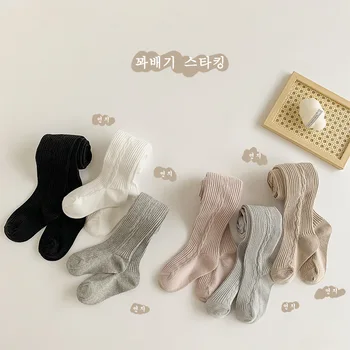 Чорапогащи на едро, гамаши за момичета, пролетните и есенните детски гамаши, детски чорапогащи, бели обрат-чорапи, бебешки чорапи