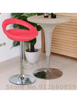 Бар маса, бар стол, модерен минималистичен домакински въртящ се стол с повдигане на облегалката, ротанговый касов маса, висока табуретка