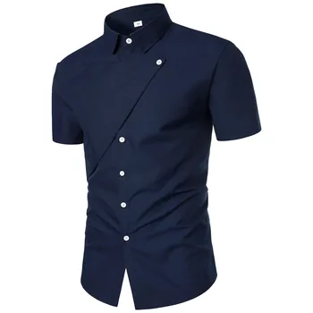 Риза с къс ръкав, Лесен мъжки топ, Модни обикновена риза копчета с отложным яка, мъжки блузи за отслабване, Camisas De Hombre