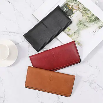 Дълъг портфейл от изкуствена кожа, преносима многофункционална чанта за карти с голям капацитет, дамская чанта