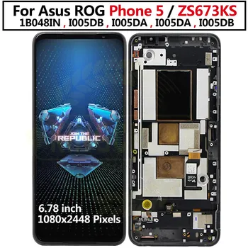 За Asus ROG Phone 5 ZS673KS LCD дисплей С сензорен екран Дигитайзер В събирането На Asus ZS673KS 1B048IN, I005DB, I005DA, I005DA, I005DB
