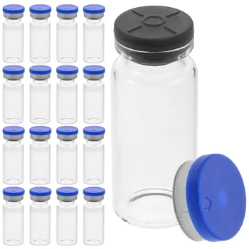 Мини-Стъклени Флакони За Вода, 20 Опаковки по 10 мл, Прозрачни Капачки С Отворено Пространство Тапи За Проби С Плоско Дъно Лабораторен Химичен Флакон, Прозрачен