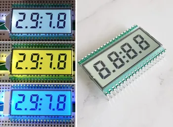 40PIN TN Positive 4-цифрен сегмент на LCD панели с бяла / синьо / жълто-зелена подсветка, цифрови ламповые часовник с дисплей
