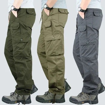 Мъжки панталони-карго, Връхни дрехи, военни Тактически гащеризон с множество джобове, Работни Директни Широки Памучни панталони Army Autumn plus