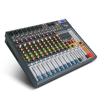 Дебра Audio EVA12 12-канален мини цифров DJ аудиомикшер с фейдером BT4.2 с ефект реверберация 16DSP 48V за запис на КОМПЮТЪР, миксиране на диапазони
