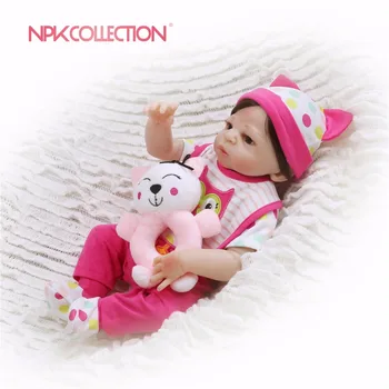 NPKCOLLECTION 2018 лилава Силиконова кукла Reborn Бебе, подарък за приятелите игри за момичета, 46 см, живи плюшени играчки за момичета, кукла Преродения