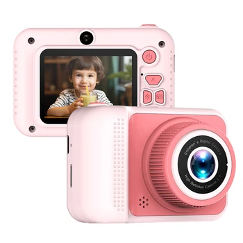 Дигитална камера 1080P, 20 mp детски фотоапарат, селфи със собствени анимационни герои за момичета и момчета, 4x digital zoom, 2.0-инчов IPS екран, двойни лещи