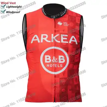 Arkea B & B Hotels 2024 Велосипеден Жилетка Ветровка Pro Race Wind Жилетка Мъжка Лятна Риза За Шоссейного на Мотора Без Ръкави МТБ Дамски Велосипедна Яке