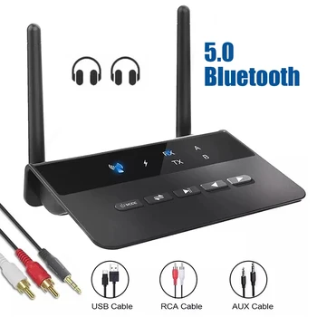 80 М Bluetooth съвместим предавател-приемник 5.0 Aptx LL ниска латентност Безжичен аудиоадаптер 3,5 мм жак AUX вход RCA за PC TV