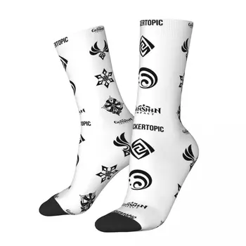 Дамски чорапи Genshin Impact Black Pack, Памучни модни чорапи, висококачествени аксесоари, средни чорапи-тубусы, подарък за рожден ден