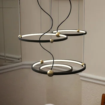 Модерна led кръгъл полилей, висящ лампа-акрилни пръстен, алуминиева лампа за хола, кухненския остров, трапезарията