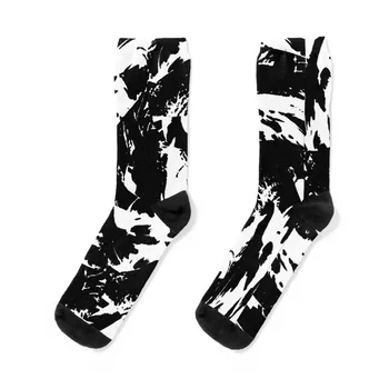 Черно-бели чорапи с графити под формата на спрей боя, коледни смешни чорапи с цветен модел, хокей чорапи, мъжки и женски