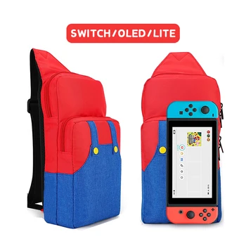 Чанта през рамо VAORLO за Nintend Switch, пътна чанта за носене, чанта за съхранение на рамото си, за да проверите за конзоли, игри и аксесоари, защитни чанти
