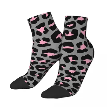 Розово-сиви мъжки и дамски чорапи с леопардовым принтом, Новост за велоспорта, Пролет-лято, есен-зима, подарък Чорапи