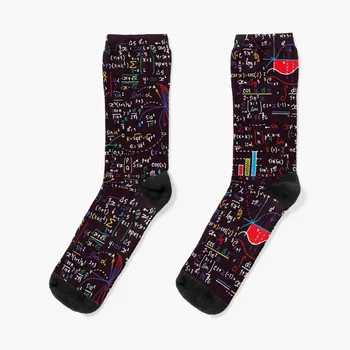 Чорапи с цветни математически формули, чорапи с мультяшными противоскользящими коледни подаръци, женски мъжки чорапи
