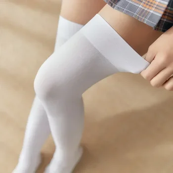 Дамски чорапи до коляното, високи, за момичета, Дамски чорапи, топли, сексуална, над бял бедрото, черен на цвят, дълги