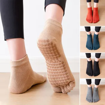 Дамски чорапи с пет пръста, силиконови нескользящие памучни чорапи за фитнес, йога, Летни дишащи дамски чорапи за танци