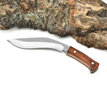 НОВ уличен кухненски нож с извито острие от неръждаема стомана, прав нож за самозащита, нож за оцеляване в полеви условия, малък непалски нож