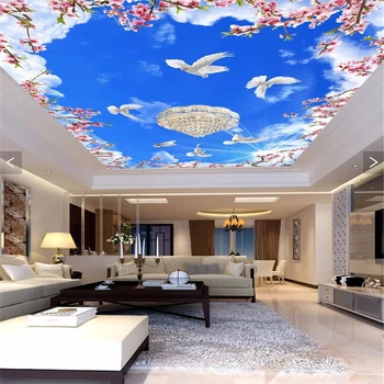 тапети по поръчка papel de parede 3D цвете гълъб в синьото небе, таван хол украса спални картина начало декор стенопис