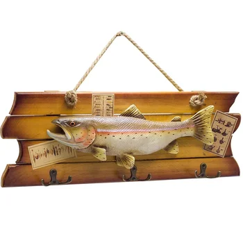 Дървена подвесная риба в средиземноморски стил, декорация на стените в американски стил в стил кънтри, рибни изделия, декорация на дрехи и шапки на една кука-риба