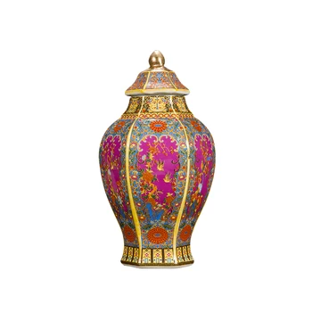 Стара традиционна китайска ваза от династията Цин, Эмалированная Шестоъгълен Керамични колекция от кутии за джинджифил, Цзиндэчжэньская ваза