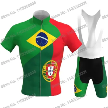 2023 Бразилия Португалия Велосипедна облекло Летен Комплект от джърси за колоезденето на Мъжки ризи за автомобилния наем Костюм С къси ръкави Велосипедни шорти-престилки