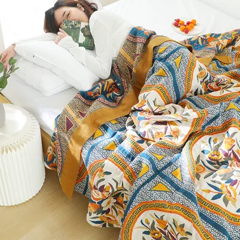 Скандинавски одеяло за почивка, хлопчатобумажный марля калъф за дивана, лятото е прохладно, стеганое одеяло, покривка за легло, диванное кърпа, мека бохо-декор, покривки за легла