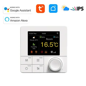 Умен термостат Sasha WiFi, 2,8-инчов екран, температурен регулатор, подово отопление, топло електрически / Водна газов котел, регулатор на температурата
