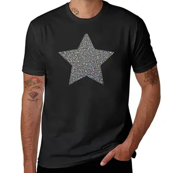 Нова тениска с макро-звезда със сребърен блясък, мъжка тениска, изработена по поръчка, хипи облекло, тениски за мъже