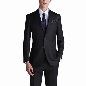Нов костюм Homme, черен мъжки костюм, комплект, мъжки тънък костюм за парти, сватба, Мъжки бизнес костюми за мъже, 2 предмета (яке + панталон)