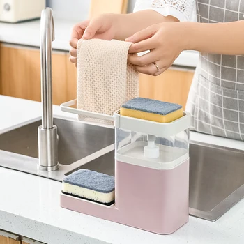 2-в-1 кухненски водосточни държач за сапун и гъба тава за източване и опаковка за течен сапун, мивка, рафтове за съхранение почистете организатор на споразумение кърпа закачалка