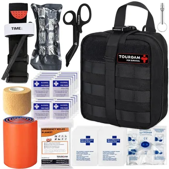 TOUROAM IFAK Molle Trauma Kit - Комплект за Първа Помощ и За Спешни Оцеляване, Военно-Тактическа Административна Чанта EMT Bug Out Bag За Къмпинг и Туризъм