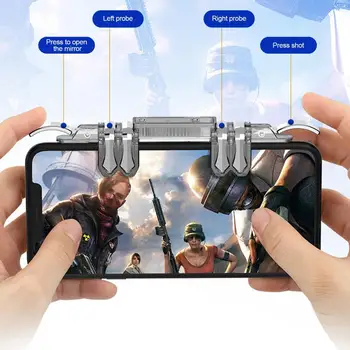 K19 Gaming PUBG Trigger Mini Шестипальцевое управление, метален ключ за мобилен телефон, огън бутона, бутон за заключване на L1R1 за iPad Android