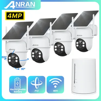 ANRAN 4MP 2K Безжична WiFi система охранителна камера Външна Слънчева батерия Комплект камера за видеонаблюдение Комплект за видеонаблюдение с 4-канален видеорекордер