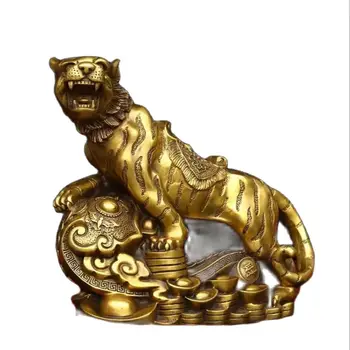 Всички медни украси с тигър, кюлчета, благоприятни знаци на зодиака с тигър, източници на богатство, сила на тигър, декор плотове за хол