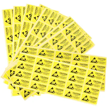 450 бр. етикети със статични стикери, предупредителни за статично въздействие, самозалепващи знаци, колички за етикети за електростатично устройства (жълт)