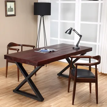 Офис Iron офис бюро от масивно дърво в стил Арт Реколта Комбинирана мебели за плот на шефа си и стола, Маса за срещи на персонала в Минималистичен