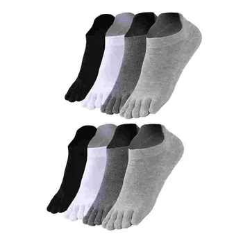 4 чифта мъжки къси чорапи с пет чорапи, прости чорапи с разцепени пръсти, обикновена чорапи