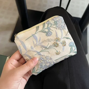 Женски Малък портфейл с цип с цветен модел, скъпа дамска чанта за съхранение на козметика, чанта с цип, червило, ключ, клатч, чанта, портфейл