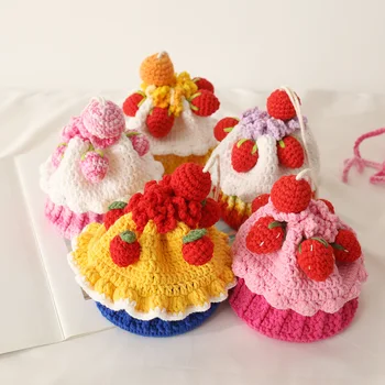 Чанта за торта ръчно плетени Sweet lady ' s, детска вязаная чанта през рамо, готовият продукт от вълна една кука