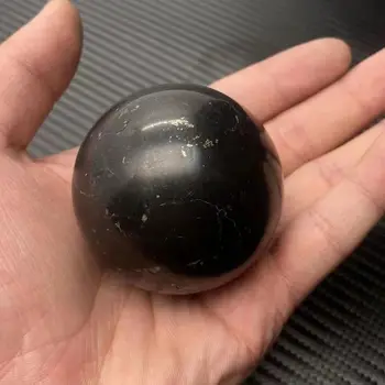 Топка от шунгитового камък, естествен кристална топка, Кварцевая точков сфера, украса за защита от радиация, от Държави-минерали За дома