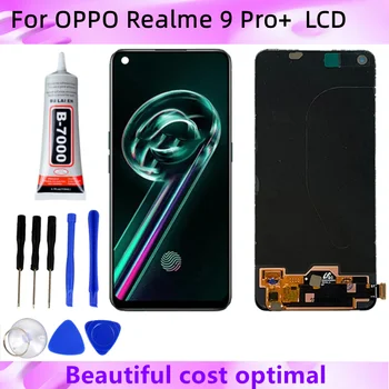 Оригиналът е за OPPO Realme 9 Pro + RMX3392, RMX3393 LCD дисплей Със сензорен панел, Цифров Преобразувател на екрана, за да Realme 9 Pro 9Pro Plus с LCD рамка