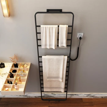 Електрическа закачалка за хавлии в банята, неперфорированная от въглеродни влакна, полици за домашно тоалетна, кърпи за баня, интелигентно отопление и сешоар