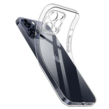 Кристално чист силиконов калъф за телефон iPhone 15 Pro Max 14 13 Mini 12 Pro 11 XR 8, дебел прозрачен мек устойчив на удари калъф от TPU