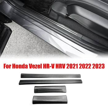 4шт Накладки на Педалите на Прага на Предната, Задната част на Вътрешната Врата за Honda Vezel HR-V HRV 2021-2023 Панел От Неръждаема Стомана, Черен Цвят