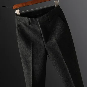 Високо качество 2023 Есен Зима Нови Мъжки костюмные панталони Модерен Бизнес ежедневни вълнени костюмные Мъжки панталони са преки официални панталони