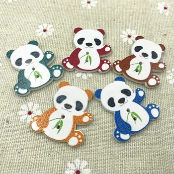 Направи си сам 100шт Дървени копчета във формата на панда за шиене, украса за scrapbooking, занаяти 28 мм