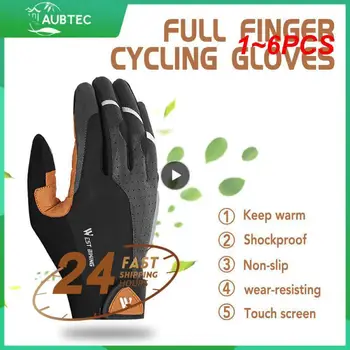 1-6 бр. ВЕЛОСИПЕДНИ пролетно-есенни велосипедни ръкавици за сензорен екран за целия пръст, колоездене амортизационен ръкавици от изкуствена кожа, нескользящие за фитнес