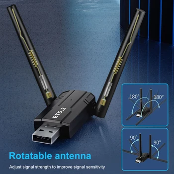 USB-Адаптер Dongle 3 Mbps, Съвместим С Bluetooth, 5.3 Двойна Антена с Ниска Консумация на енергия за Компютърна Мишка