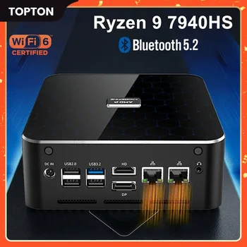 Подобрен Нов AMD Mini PC Gamer M600 Ryzen 9 7940HS Мини Настолен компютър 2xDDR5 2xPCIe4.0 2x2.5G LAN Windows 11 HTPC WiFi6 BT5.2